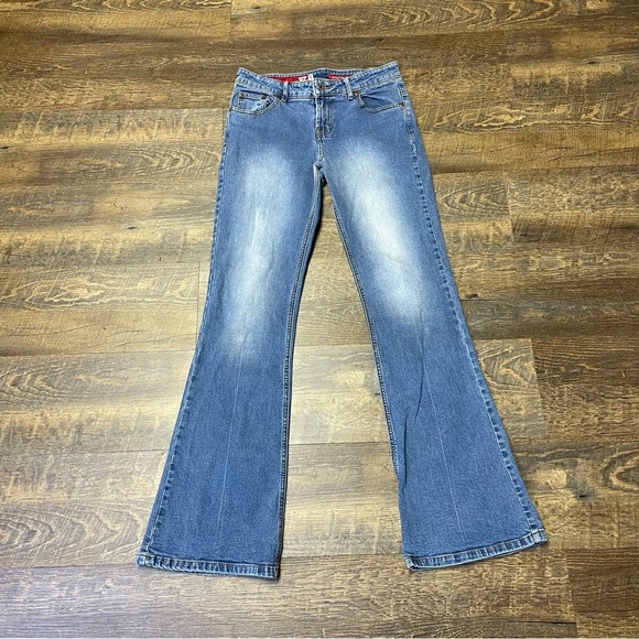 Vintage Y2K Guess USA Flared Jeans Womens 28 Blue Faded Stretch Denim - Picture 1 of 8